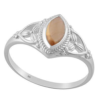 Gorgeous Handcrafted Work Around Citrine Marquise Shape 925 Sterling Solid Silver Ring - R3403221-54