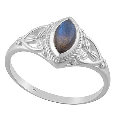 Gorgeous Handcrafted Work Around Labradorite Marquise Shape 925 Sterling Solid Silver Ring - R3403221-56