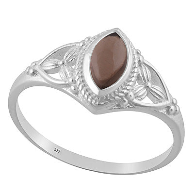 Gorgeous Handcrafted Work Around Smoky Topaz Marquise Shape 925 Sterling Solid Silver Ring - R3403221-58