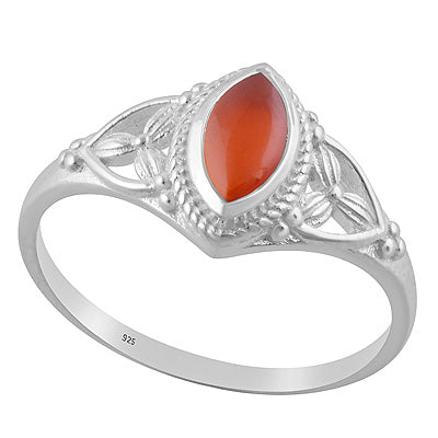 Gorgeous Handcrafted Work Around Carnelian Marquise Shape 925 Sterling Solid Silver Ring - R3403221-59