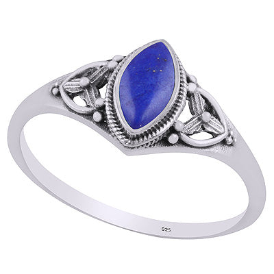 Gorgeous Handcrafted Work Around Lapis Marquise Shape 925 Sterling Solid Silver Ring - R3403221-6