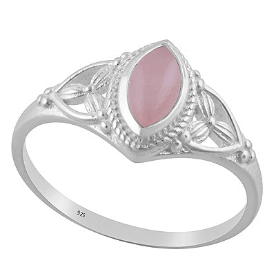 Gorgeous Handcrafted Work Around Rose Quartz Marquise Shape 925 Sterling Solid Silver Ring - R3403221-65