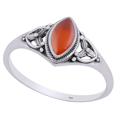 Gorgeous Handcrafted Work Around Carnelian Marquise Shape 925 Sterling Solid Silver Ring - R3403221-7