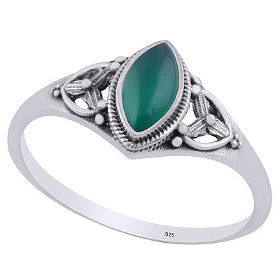 Gorgeous Handcrafted Work Around Green Onyx Marquise Shape 925 Sterling Solid Silver Ring - R3403221-8