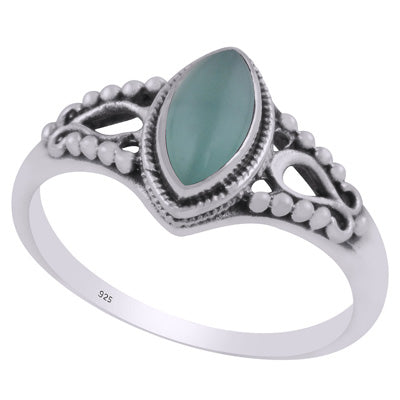 Beautifully Handcrafted Rawa Work Around Aqua Chalcedony Marquise Shape 925 Sterling Solid Silver Ring - R3403222-10