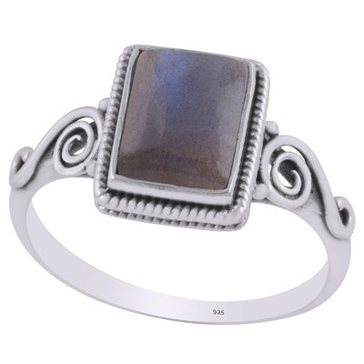 Stunning Coil Wire Work Around Labradorite Rectangle Shape 925 Sterling Solid Silver Ring - R3403228-4