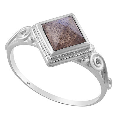 Beautiful Handcrafted Work Around Labradorite Rhombus Shape 925 Sterling Solid Silver Ring - R3403230-56