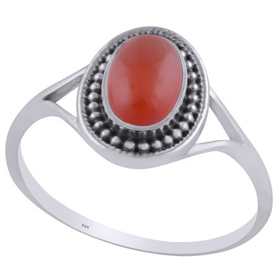 Alluring Rawa Work Around Carnelian Oval Shape 925 Sterling Solid Silver Ring - R3403233-7
