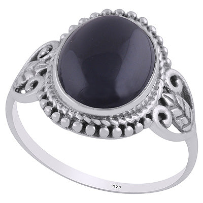 Stunning Rawa & Wire Work Around Black Onyx Oval Shape 925 Sterling Solid Silver Ring - R3403238-14