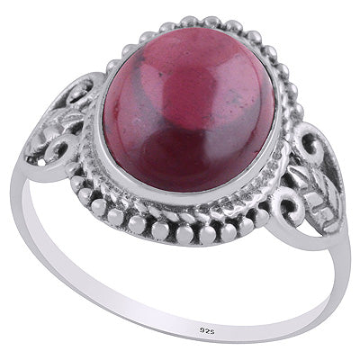 Stunning Rawa & Wire Work Around Garnet Oval Shape 925 Sterling Solid Silver Ring - R3403238-2