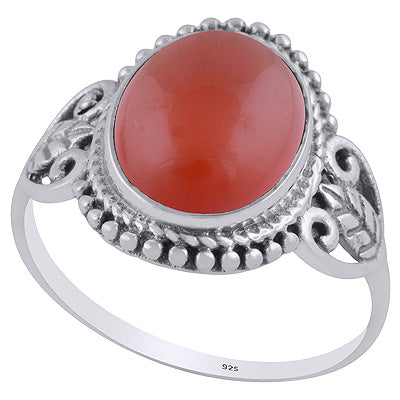 Stunning Rawa & Wire Work Around Carnelian Oval Shape 925 Sterling Solid Silver Ring - R3403238-7