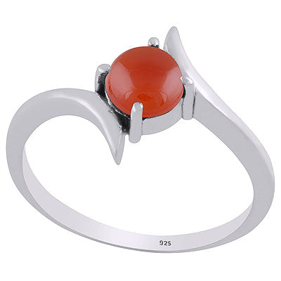 Alluring Handcrafted Work Around Carnelian Round Shape 925 Sterling Solid Silver Ring - R3403239-7