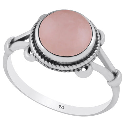 Stunning Twisted Work Around Rose Quartz Round Shape 925 Sterling Solid Silver Ring - R3403242-13