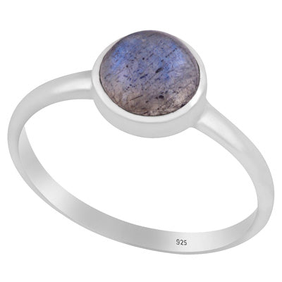 Magnificent Plain Gemstone Labradorite Round Shape 925 Sterling Solid Silver Ring - R3403245-5
