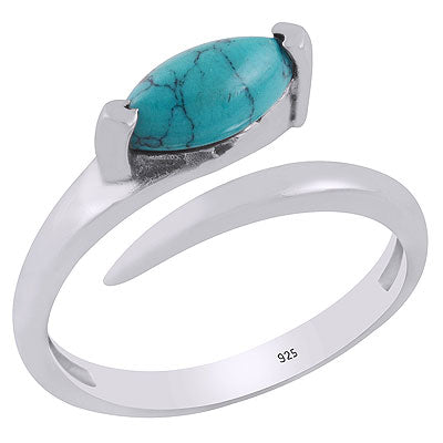 Alluring Shank Around Turquoise Marquise Shape 925 Sterling Solid Silver Ring - R3403250-3