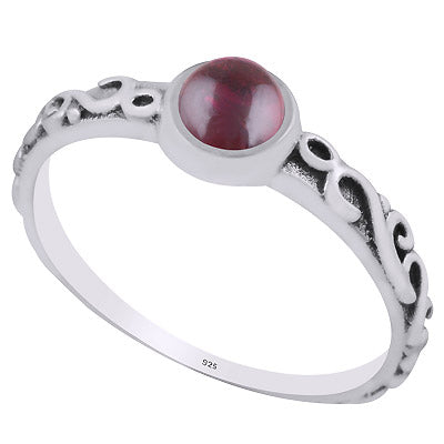Gorgeous Handcrafted Wire Work Around Garnet Round Shape 925 Sterling Solid Silver Ring - R3403255-2