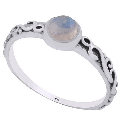 Gorgeous Handcrafted Wire Work Around Rainbow Moonstone Round Shape 925 Sterling Solid Silver Ring - R3403255-4