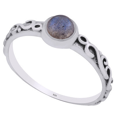 Gorgeous Handcrafted Wire Work Around Labradorite Round Shape 925 Sterling Solid Silver Ring - R3403255-5