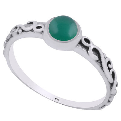 Gorgeous Handcrafted Wire Work Around Green Onyx Round Shape 925 Sterling Solid Silver Ring - R3403255-8