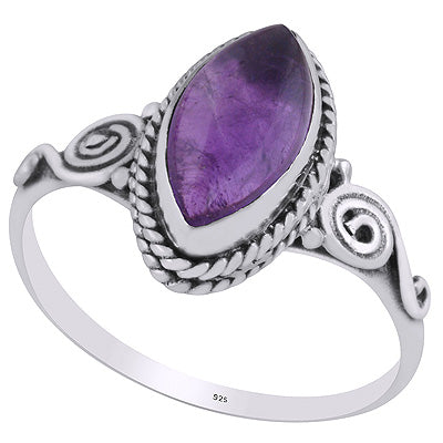 Stunning Coil Work Around Amethyst Marquise Shape 925 Sterling Solid Silver Ring - R3403259-1