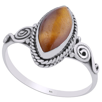 Stunning Coil Work Around Tiger's Eye Marquise Shape 925 Sterling Solid Silver Ring - R3403259-11