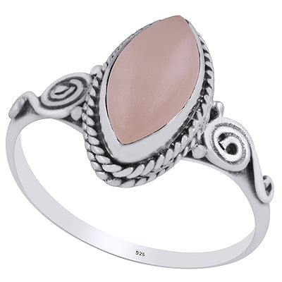 Stunning Coil Work Around Rose Quartz Marquise Shape 925 Sterling Solid Silver Ring - R3403259-13