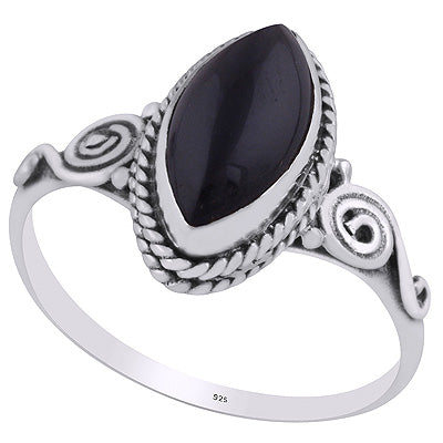 Stunning Coil Work Around Black Onyx Marquise Shape 925 Sterling Solid Silver Ring - R3403259-14
