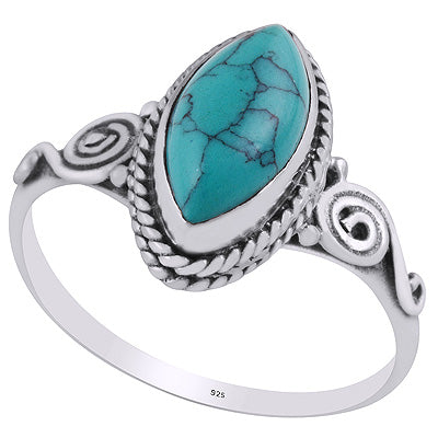 Stunning Coil Work Around Turquoise Marquise Shape 925 Sterling Solid Silver Ring - R3403259-3