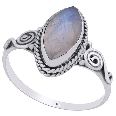 Stunning Coil Work Around Rainbow Moonstone Marquise Shape 925 Sterling Solid Silver Ring - R3403259-4