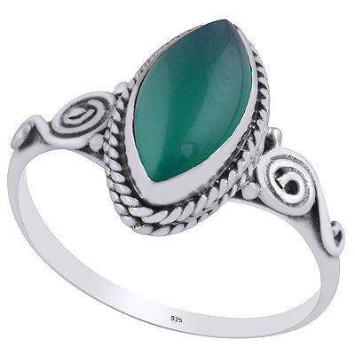 Stunning Coil Work Around Green Onyx Marquise Shape 925 Sterling Solid Silver Ring - R3403259-8