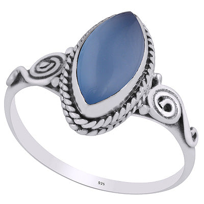 Stunning Coil Work Around Blue Chalcedony Marquise Shape 925 Sterling Solid Silver Ring - R3403259-9