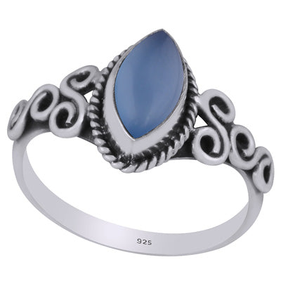Gorgeous Wire Work Around Blue Chalcedony Marquise Shape 925 Sterling Solid Silver Ring - R3403265-9