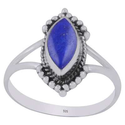 Beautifully Handcrafted Work Around Lapis Marquise Shape 925 Sterling Solid Silver Ring - R3403266-6