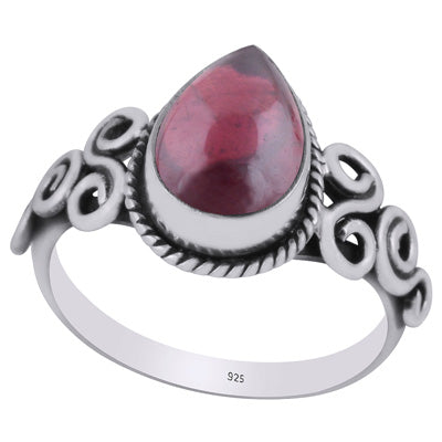 Beautiful Wire Work Around Garnet Pear Shape 925 Sterling Solid Silver Ring - R3403267-2