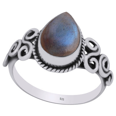 Beautiful Wire Work Around Labradorite Pear Shape 925 Sterling Solid Silver Ring - R3403267-5