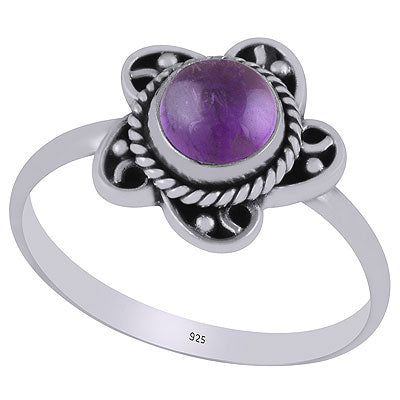Gorgeous Twisted Wire Work Around Amethyst Round Shape 925 Sterling Solid Silver Ring - R3403269-1