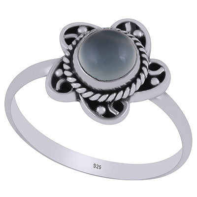Gorgeous Twisted Wire Work Around Aqua Chalcedony Round Shape 925 Sterling Solid Silver Ring - R3403269-10