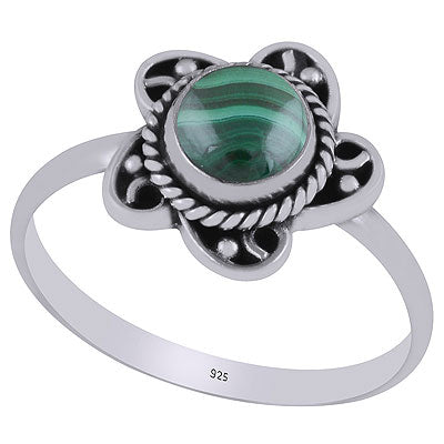 Gorgeous Twisted Wire Work Around Malachite Round Shape 925 Sterling Solid Silver Ring - R3403269-12