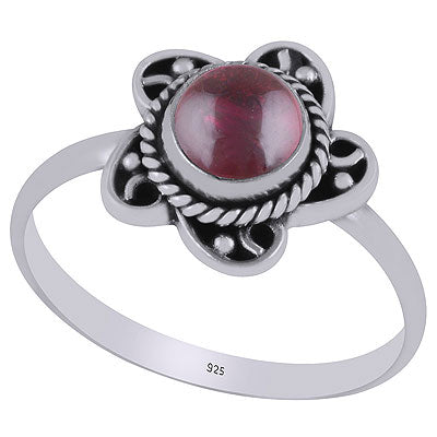 Gorgeous Twisted Wire Work Around Garnet Round Shape 925 Sterling Solid Silver Ring - R3403269-2