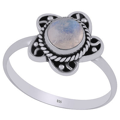 Gorgeous Twisted Wire Work Around Rainbow Moonstone Round Shape 925 Sterling Solid Silver Ring - R3403269-4