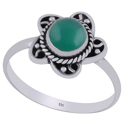 Gorgeous Twisted Wire Work Around Green Onyx Round Shape 925 Sterling Solid Silver Ring - R3403269-8