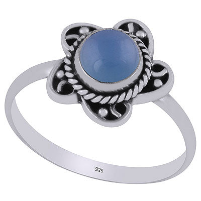 Gorgeous Twisted Wire Work Around Blue Chalcedony Round Shape 925 Sterling Solid Silver Ring - R3403269-9