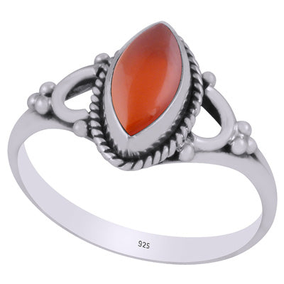 Beautiful Minimal Rawa Work Around Carnelian Marquise Shape 925 Sterling Solid Silver Ring - R3403272-7