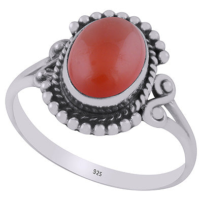 Beautifully Handcrafted Work Around Carnelian Oval Shape 925 Sterling Solid Silver Ring - R3403273-7