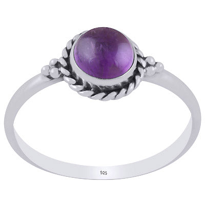 Stunning Twisted Wire Work Around Amethyst Round Shape 925 Sterling Solid Silver Ring - R3403276-1