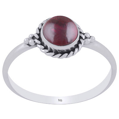 Stunning Twisted Wire Work Around Garnet Round Shape 925 Sterling Solid Silver Ring - R3403276-2
