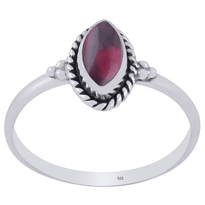 Beautiful Rawa And Wire Work Around Garnet Marquise Shape 925 Sterling Solid Silver Ring - R3403277-22