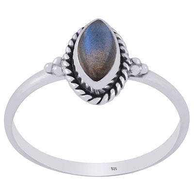 Beautiful Rawa And Wire Work Around Labradorite Marquise Shape 925 Sterling Solid Silver Ring - R3403277-25