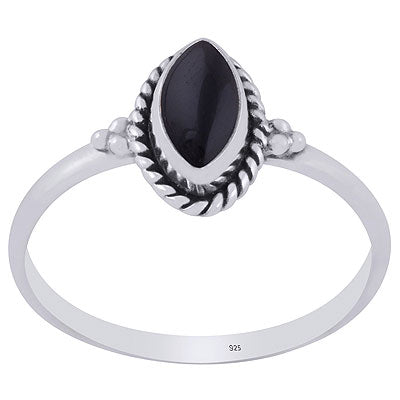 Beautiful Rawa And Wire Work Around Black Onyx Marquise Shape 925 Sterling Solid Silver Ring - R3403277-34