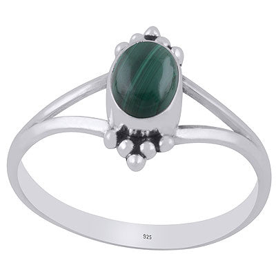Gorgeous Rawa Work Around Malachite Oval Shape 925 Sterling Solid Silver Ring - R3403278-12